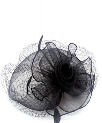 Mesh Net Flower Hair Clip HA300037 BLACK